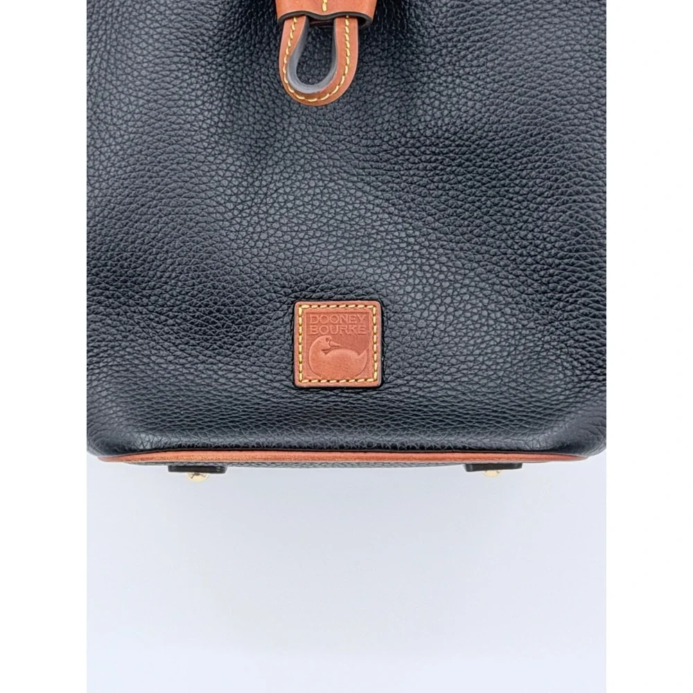 Dooney & Bourke Bucket Bag Women Small Black Tan Pebbled Leather Crossbody